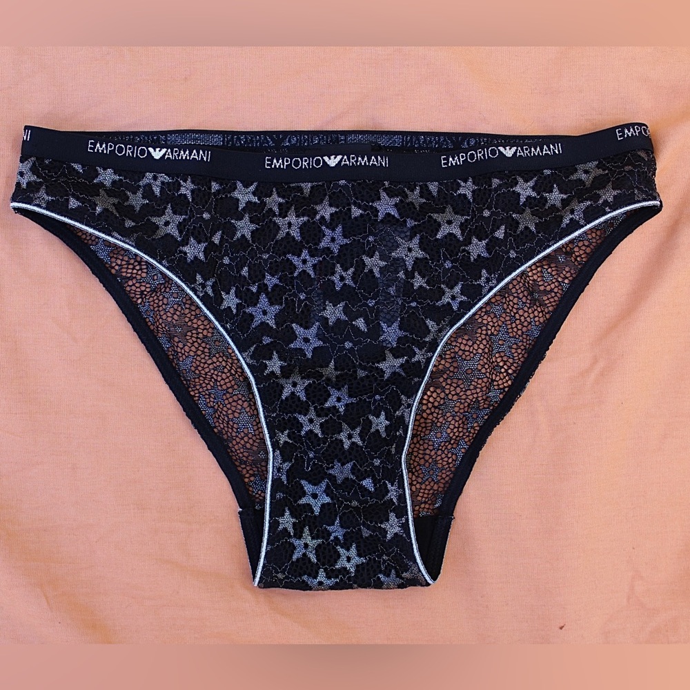 black laced Armoni underwear with sparkly stars (never worn)